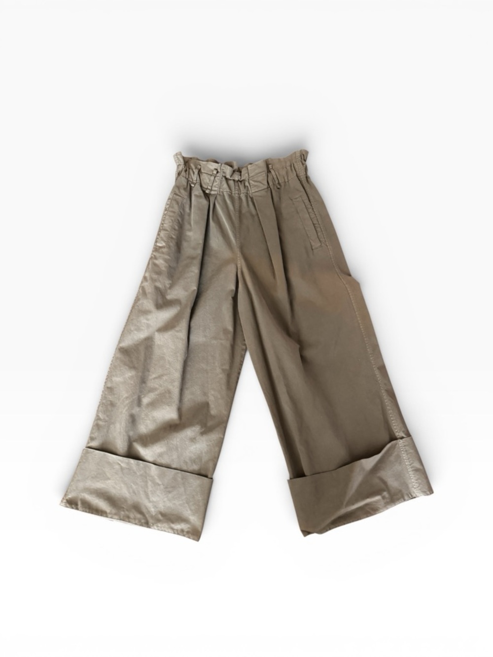 Brunello Cucinelli cuffed wide leg pants size 10, olive